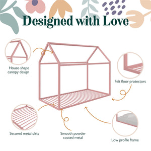 Max & Finn Skyler Metal House Bed - Blush - Twin