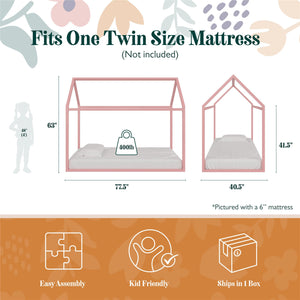 Max & Finn Skyler Metal House Bed - Blush - Twin
