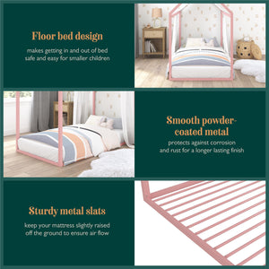 Max & Finn Skyler Metal House Bed - Blush - Twin