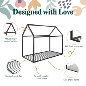 Max & Finn Skyler Metal House Bed - Black - Twin