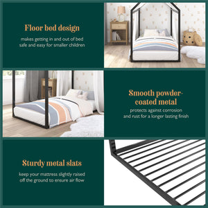 Max & Finn Skyler Metal House Bed - Black - Twin