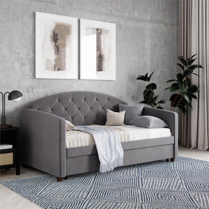 DHP Ilena Upholstered Daybed - Light Gray - Twin-Over-Twin