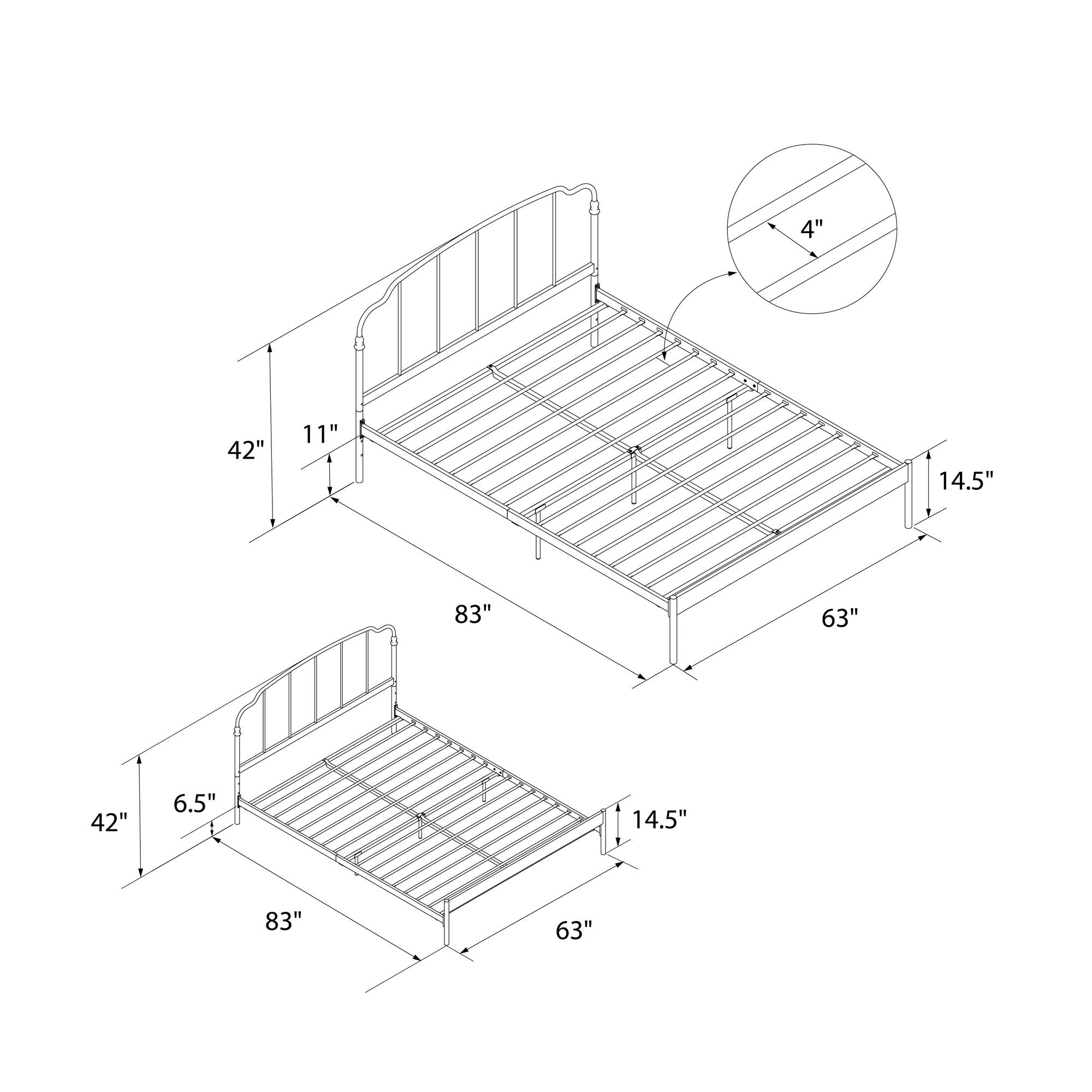 RealRooms Camie Metal Bed - White - Queen