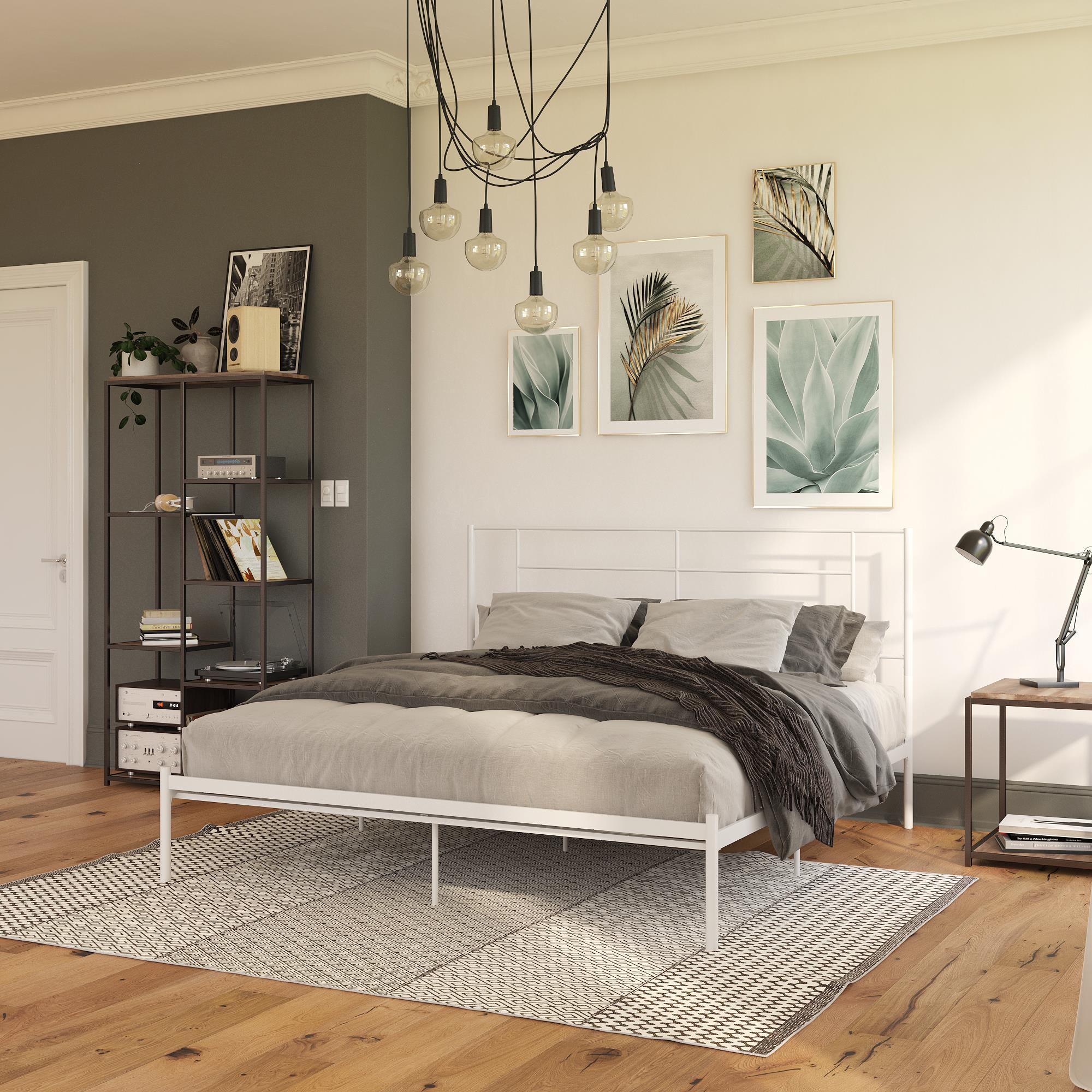 RealRooms Praxis Metal Bed - White - King