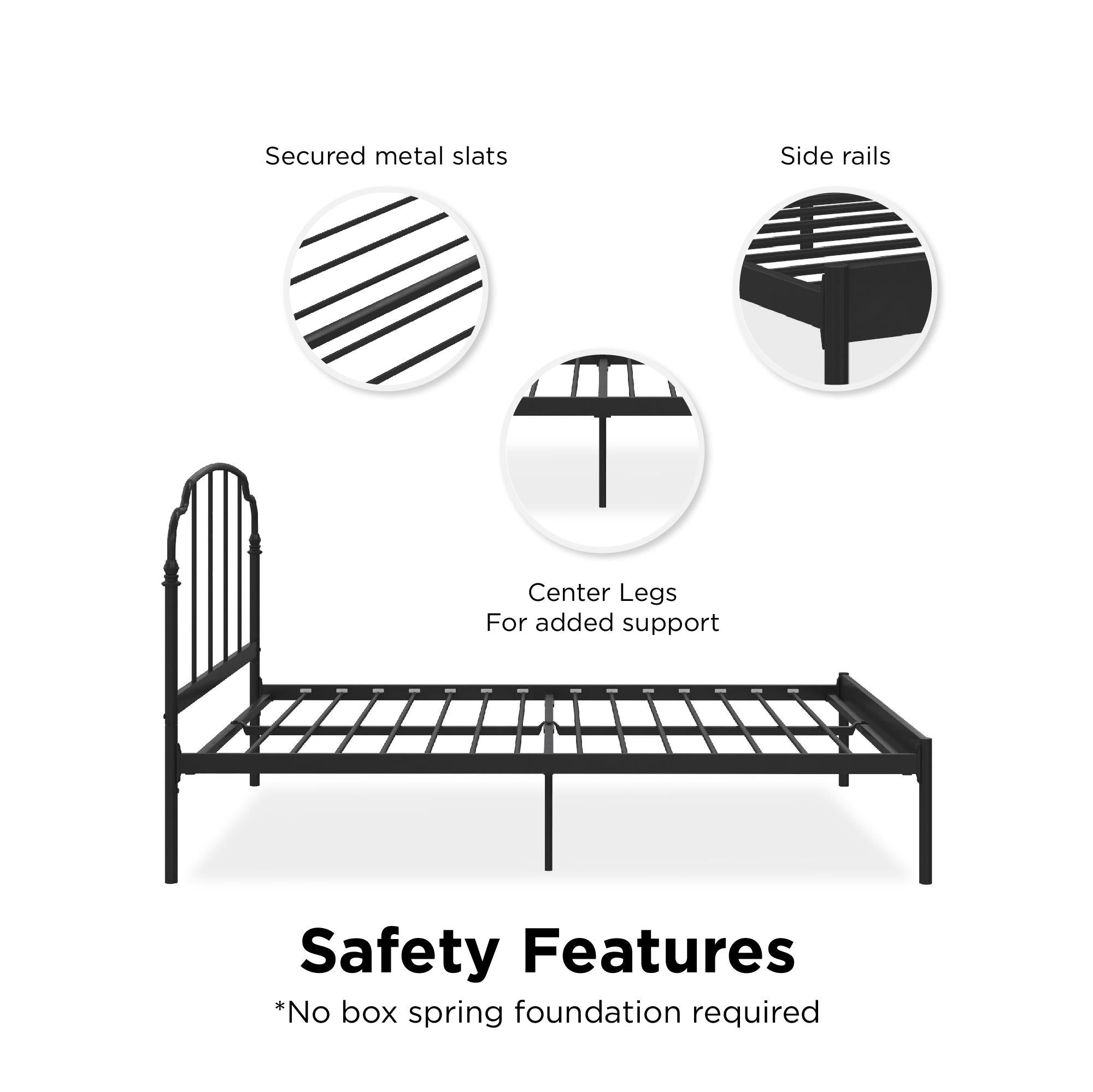 RealRooms Camie Metal Bed - Black - Full