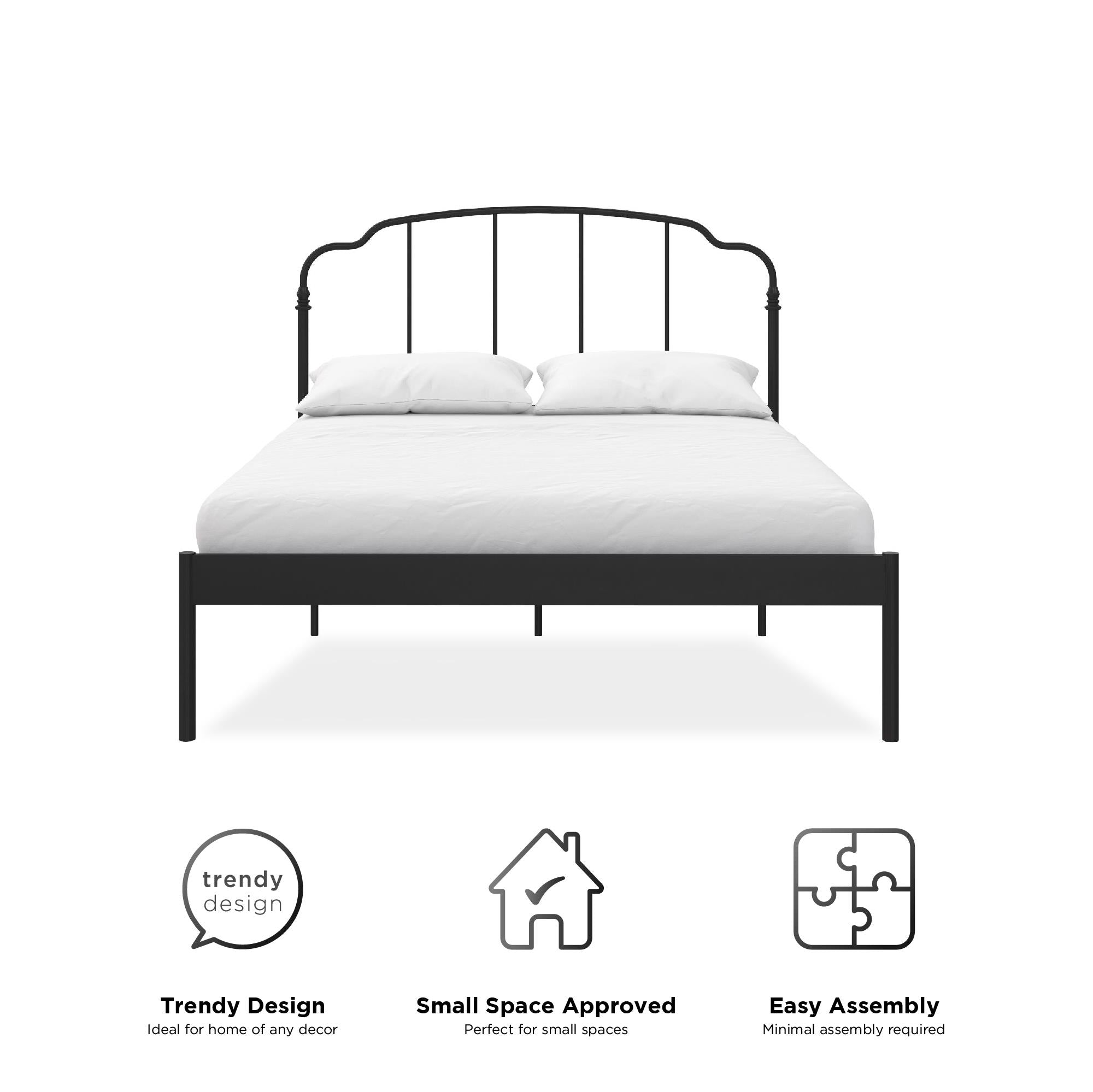 RealRooms Camie Metal Bed - Black - Queen