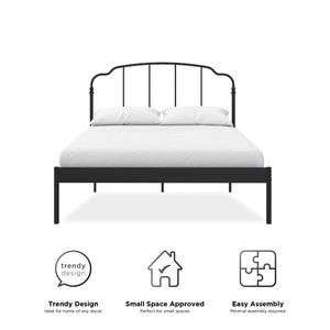 RealRooms Camie Metal Bed - Black - Queen