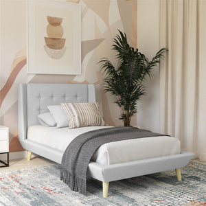 DHP Aliyah Upholstered Bed Frame - Light Gray - Twin