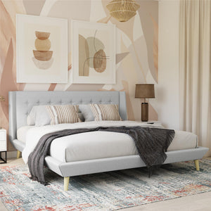 DHP Aliyah Upholstered Bed Frame - Light Gray - King