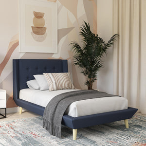 DHP Aliyah Upholstered Bed Frame - Blue - Twin