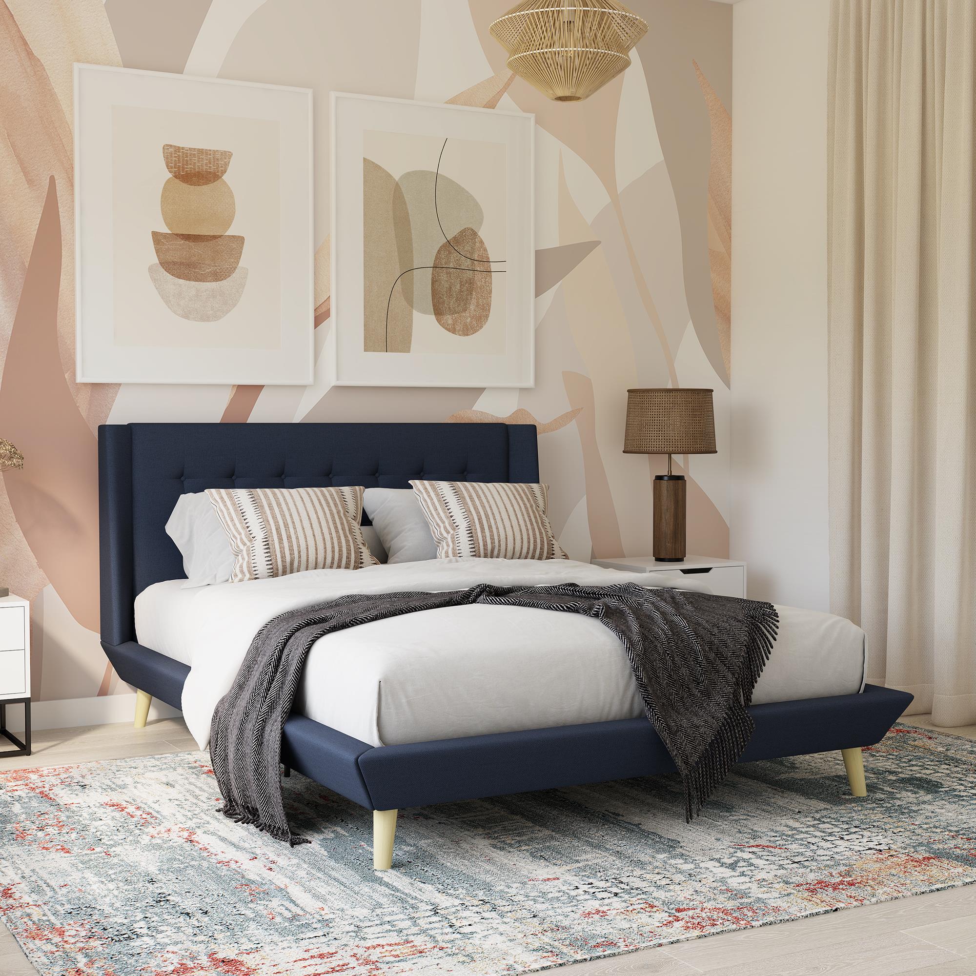 DHP Aliyah Upholstered Bed Frame - Blue - Queen