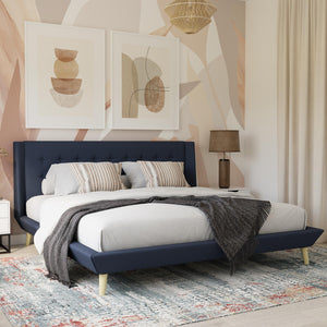 DHP Aliyah Upholstered Bed Frame - Blue - King
