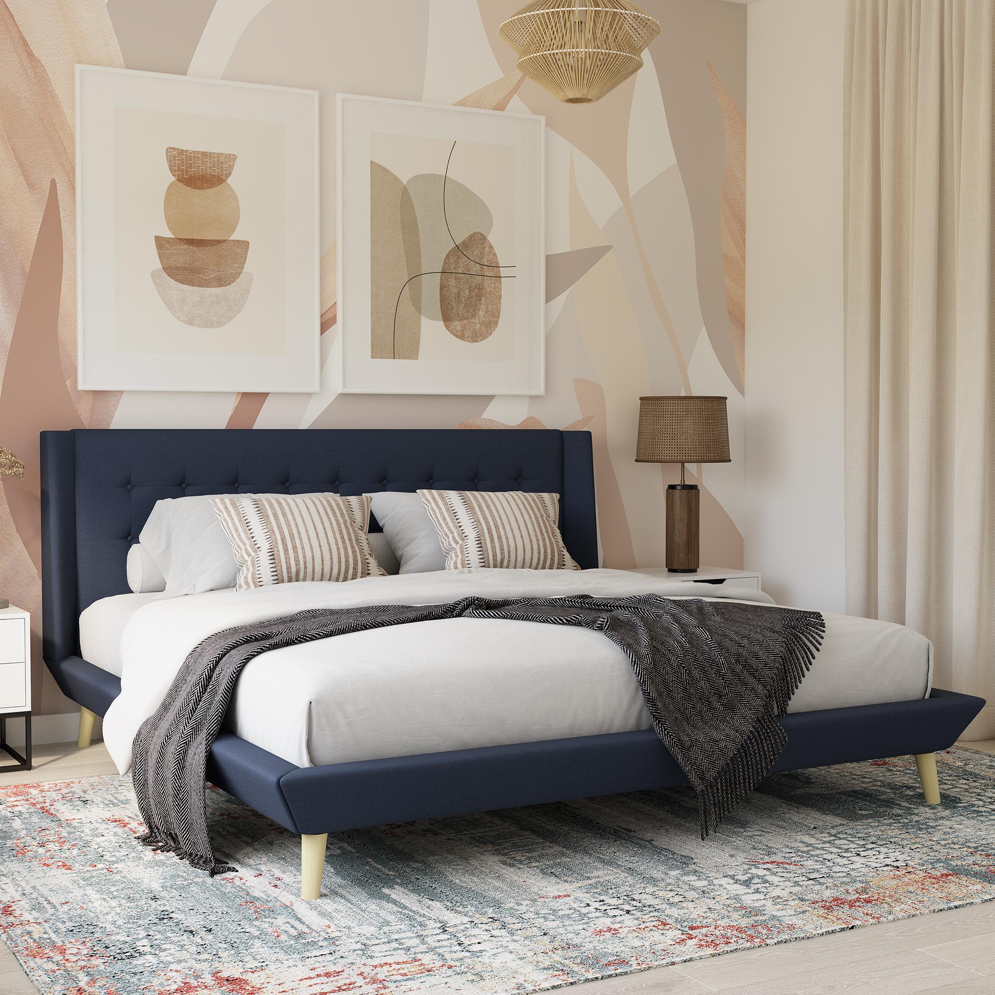 DHP Aliyah Upholstered Bed Frame - Blue - King