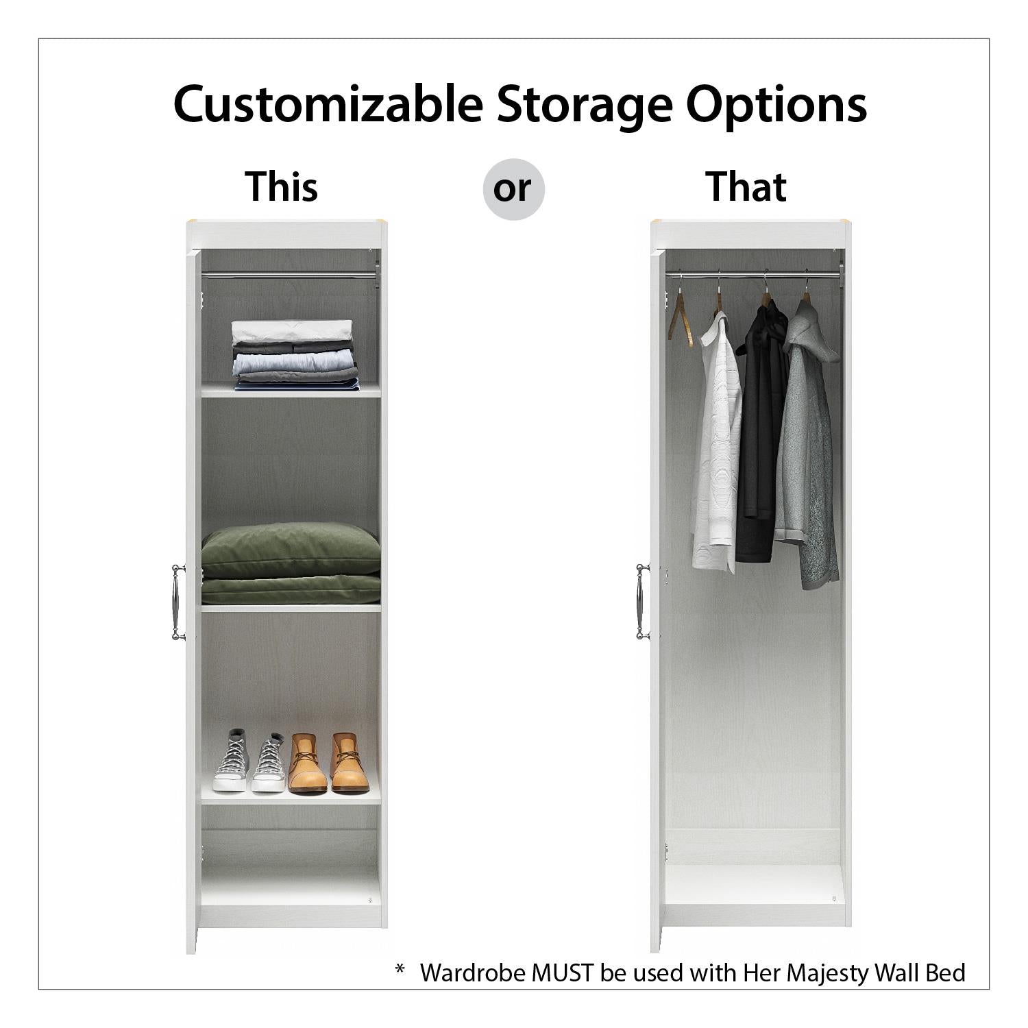 Novogratz Her Majesty Wardrobe Storage Cabinet with Shelves - White