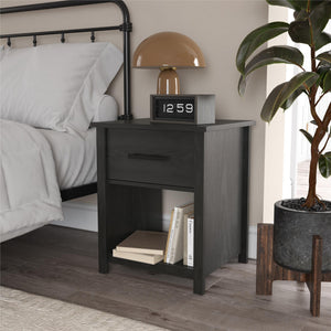 Ameriwood Home Riverside 1-Drawer Nightstand - Black Oak - 1 Drawer