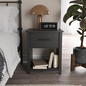 Ameriwood Home Riverside 1-Drawer Nightstand - Black Oak - 1 Drawer