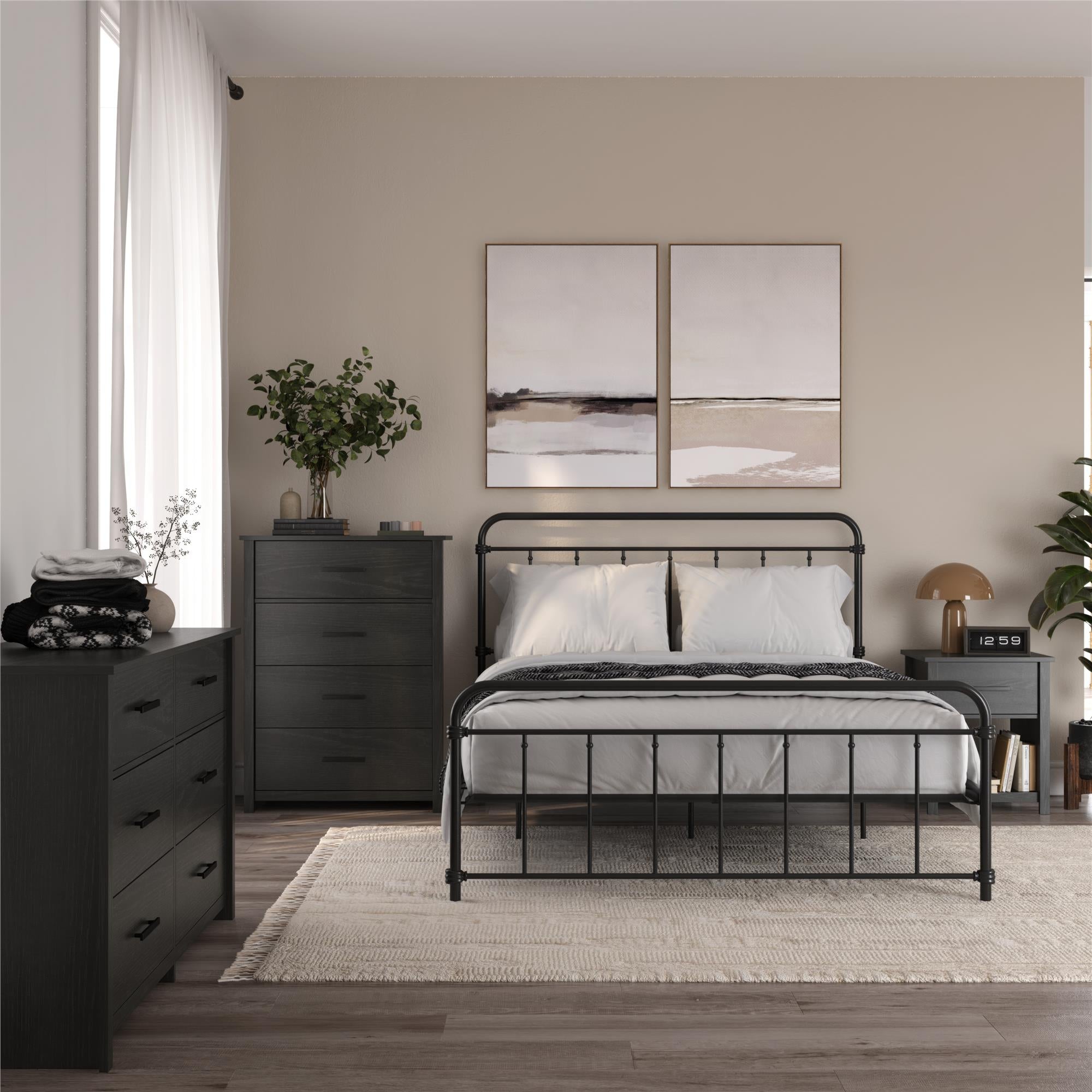 Ameriwood Home Riverside Tall 4-Drawer Dresser - Black Oak - 4 Drawer