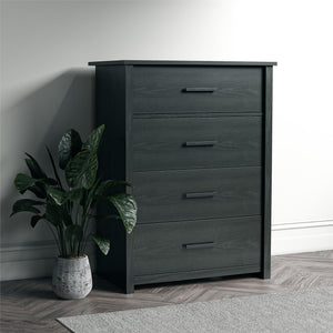 Ameriwood Home Riverside Tall 4-Drawer Dresser - Black Oak - 4 Drawer
