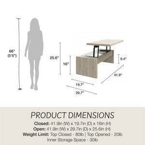 Mr. Kate Winston Lift Top Coffee Table - Light Walnut
