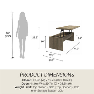 Mr. Kate Winston Lift Top Coffee Table - Rustic Oak