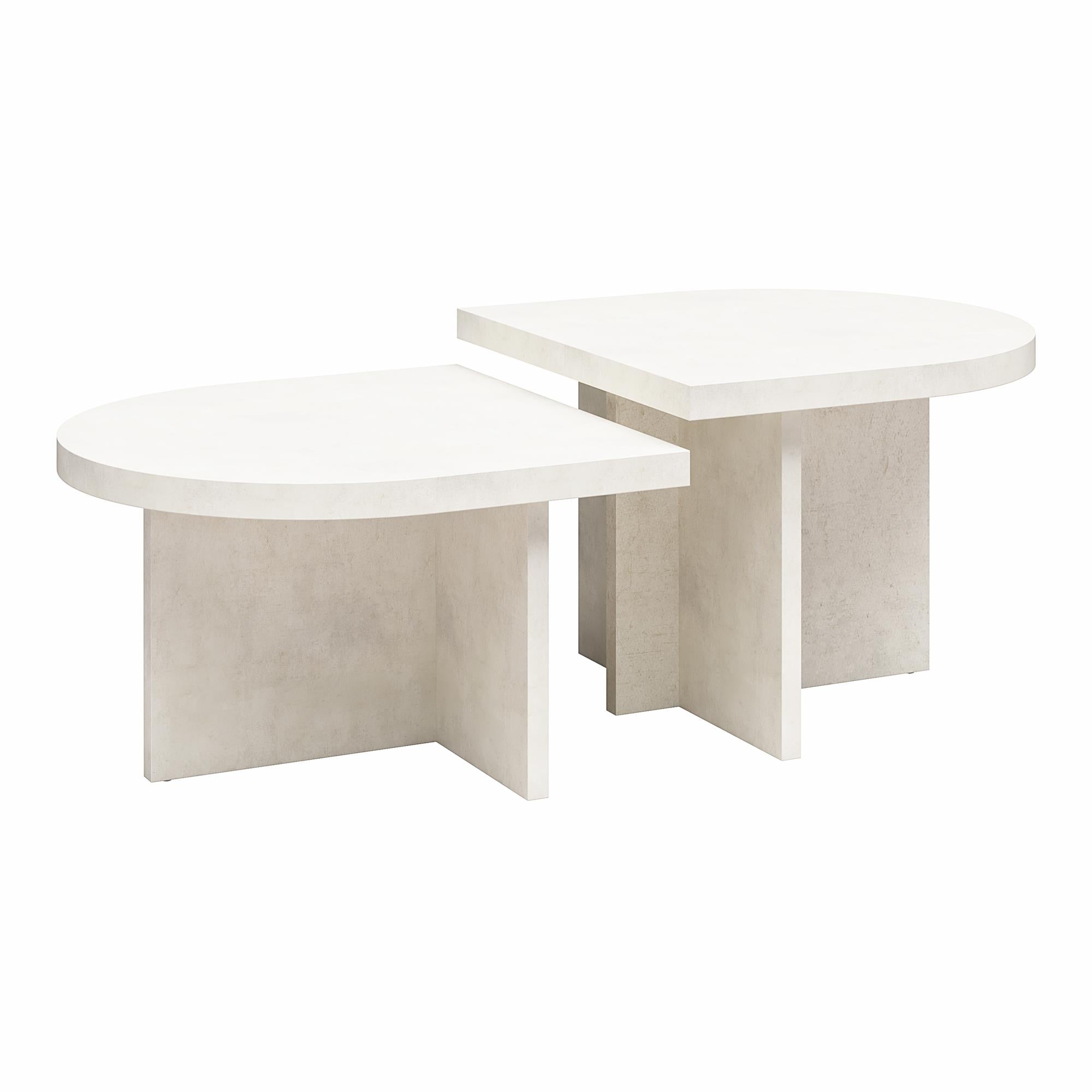 Ameriwood Home Daytona 2-Piece Modern Coffee Table with Rounded Edges - Plaster
