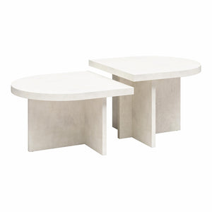 Ameriwood Home Daytona 2-Piece Modern Coffee Table with Rounded Edges - Plaster