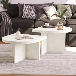 Ameriwood Home Daytona 2-Piece Modern Coffee Table with Rounded Edges - Plaster