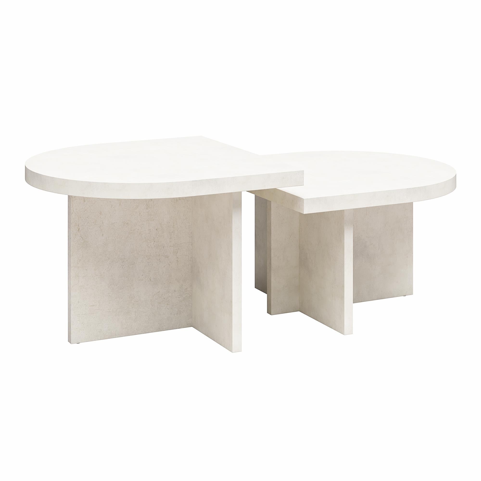 Ameriwood Home Daytona 2-Piece Modern Coffee Table with Rounded Edges - Plaster