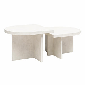 Ameriwood Home Daytona 2-Piece Modern Coffee Table with Rounded Edges - Plaster