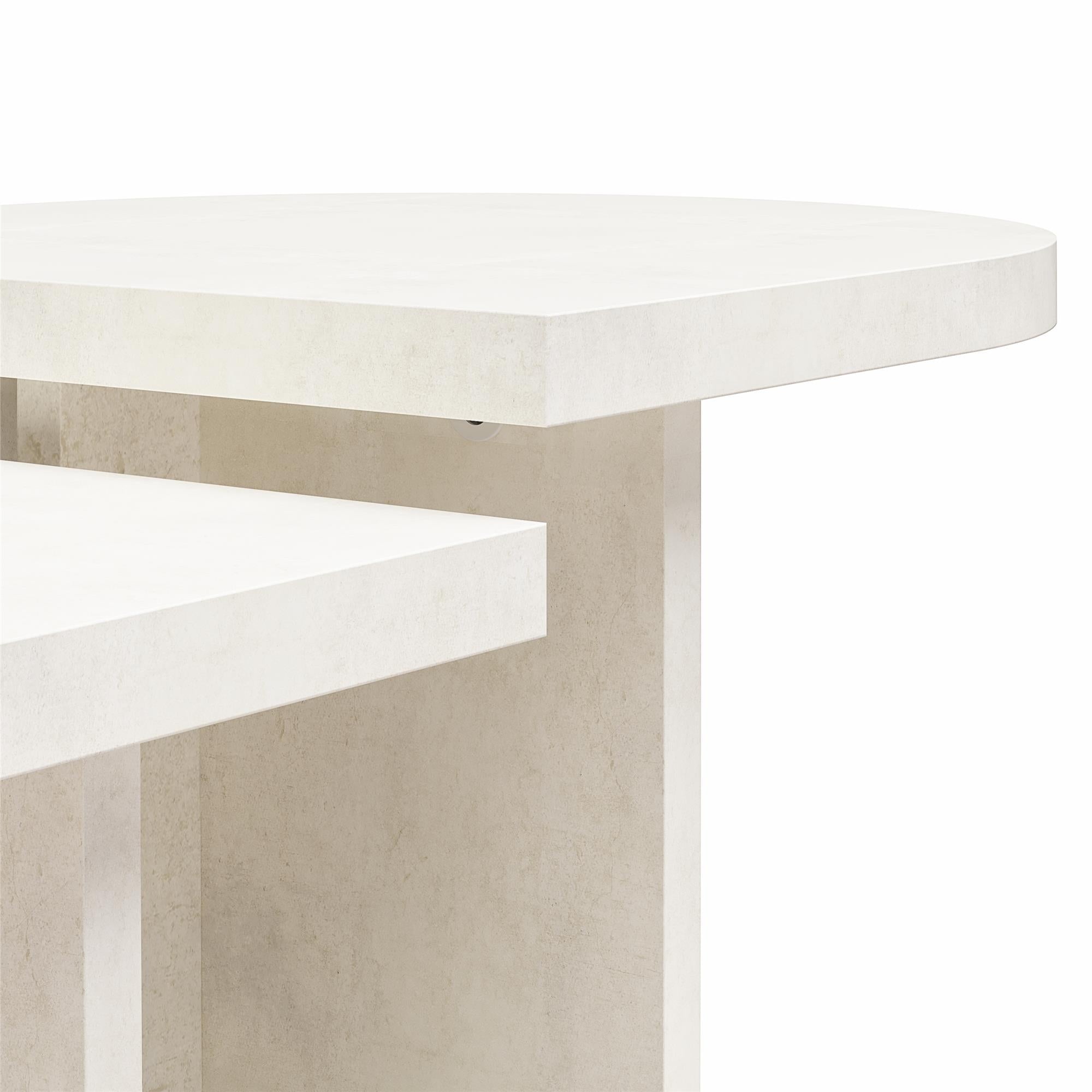 Ameriwood Home Daytona 2-Piece Modern Coffee Table with Rounded Edges - Plaster