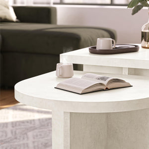 Ameriwood Home Daytona 2-Piece Modern Coffee Table with Rounded Edges - Plaster