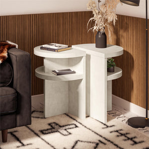 Ameriwood Home Daytona Modern Semicircle End Tables, Set of 2 - Plaster