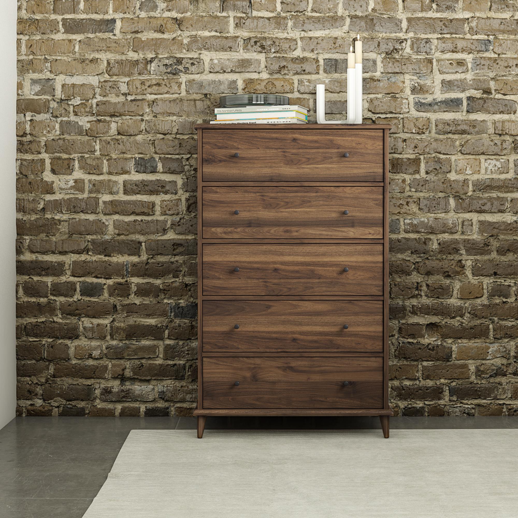 Ameriwood Home Farnsworth 5-Drawer Dresser - Florence Walnut - 5 Drawer