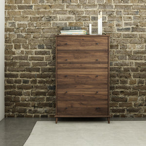 Ameriwood Home Farnsworth 5-Drawer Dresser - Florence Walnut - 5 Drawer