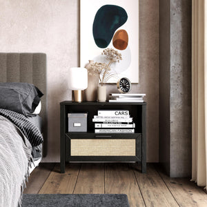Ameriwood Home Wimberly 1-Drawer Nightstand - Black Oak