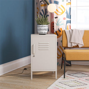 Novogratz Cache Metal Locker Style Living Room End Table - Parchment
