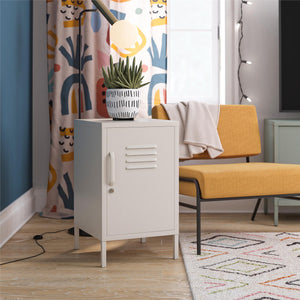 Novogratz Cache Metal Locker Style Living Room End Table - Parchment