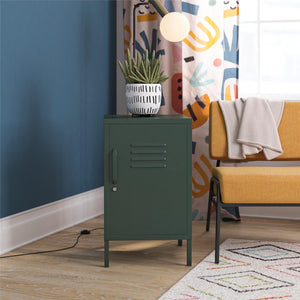Novogratz Cache Metal Locker Style Living Room End Table - Hunter Green