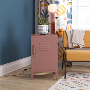 Novogratz Cache Metal Locker Style Living Room End Table - Dusty Rose