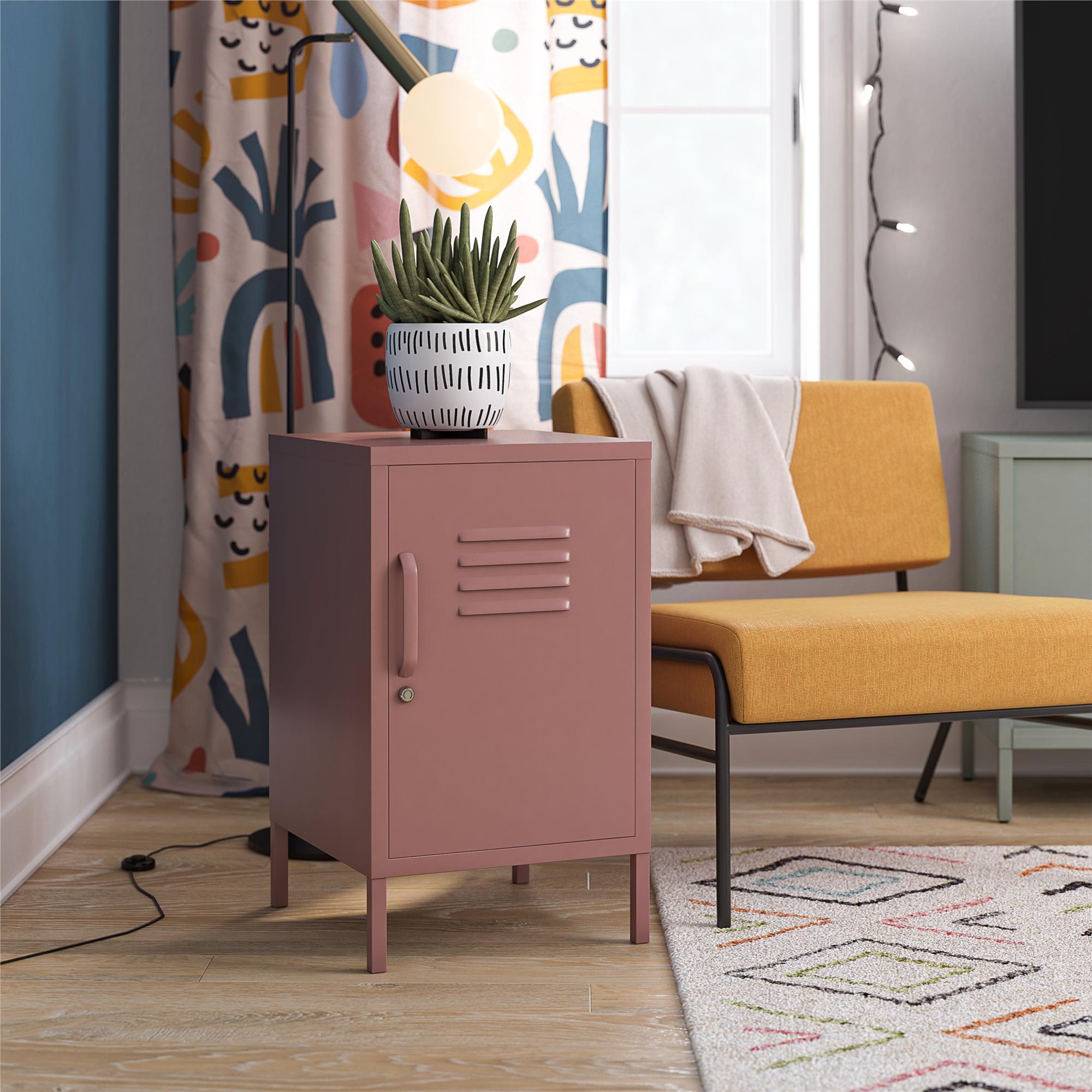 Novogratz Cache Metal Locker Style Living Room End Table - Dusty Rose
