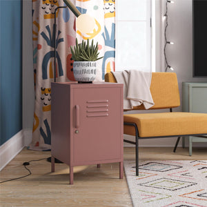Novogratz Cache Metal Locker Style Living Room End Table - Dusty Rose