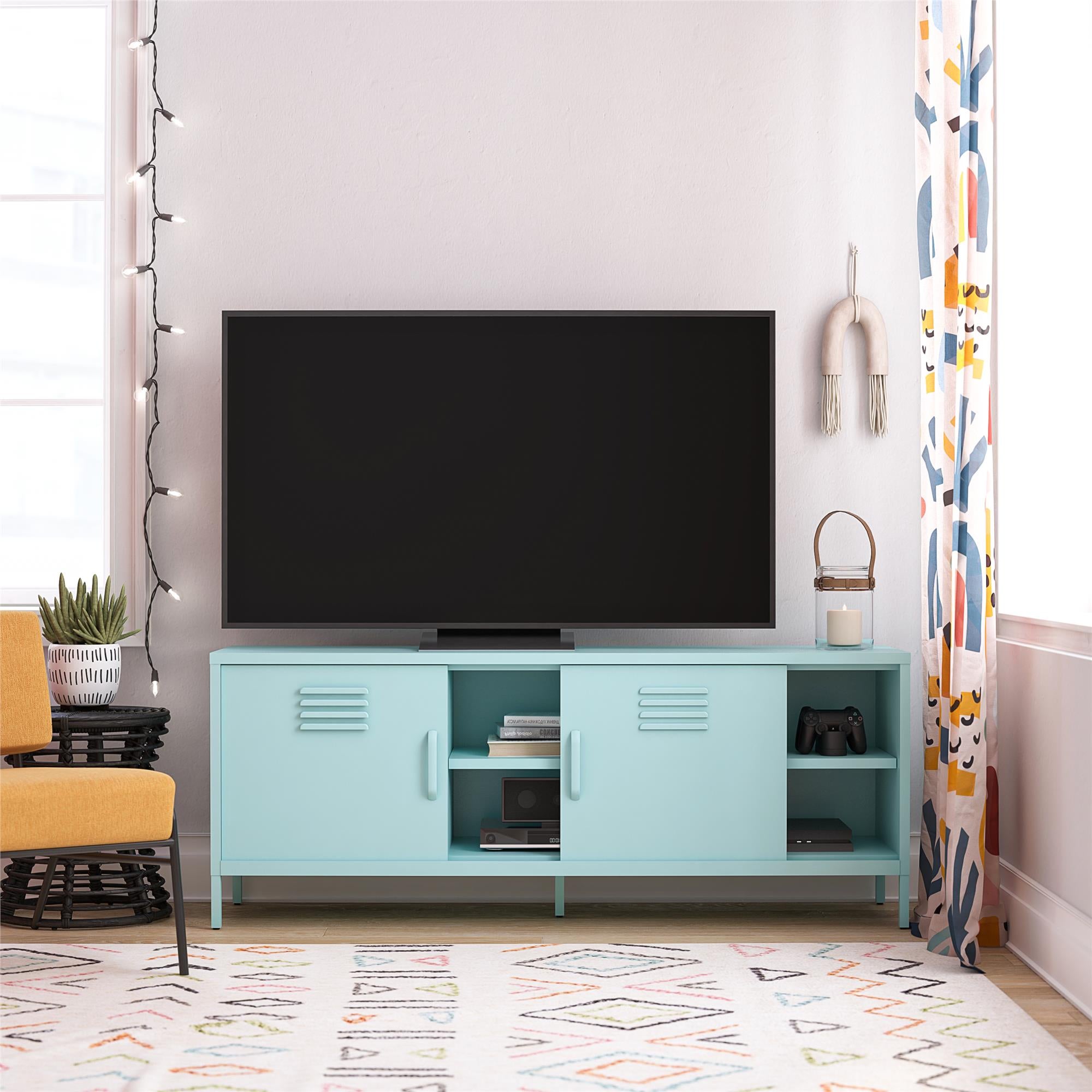 Novogratz Cache Metal Locker-Style TV Stand for TVs up to 65" - Mint