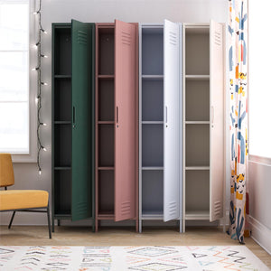 Novogratz Cache 1-Door Tall Single Metal Locker Style Storage Cabinet - Parchment