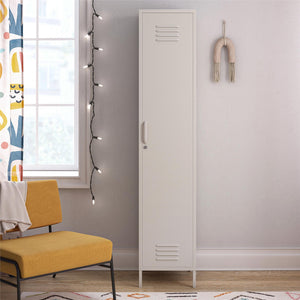 Novogratz Cache 1-Door Tall Single Metal Locker Style Storage Cabinet - Parchment
