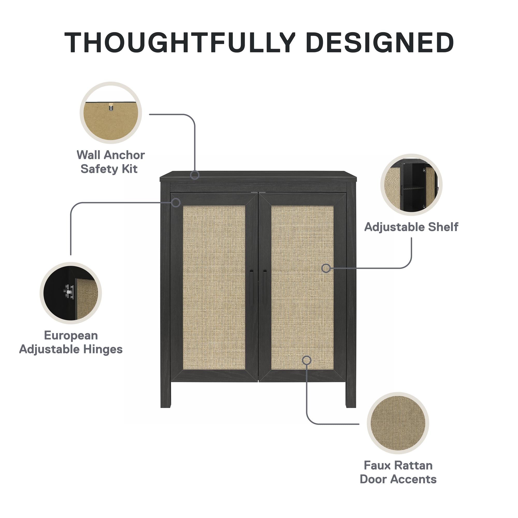 Ameriwood Home Wimberly 2 Door Accent Cabinet - Black Oak