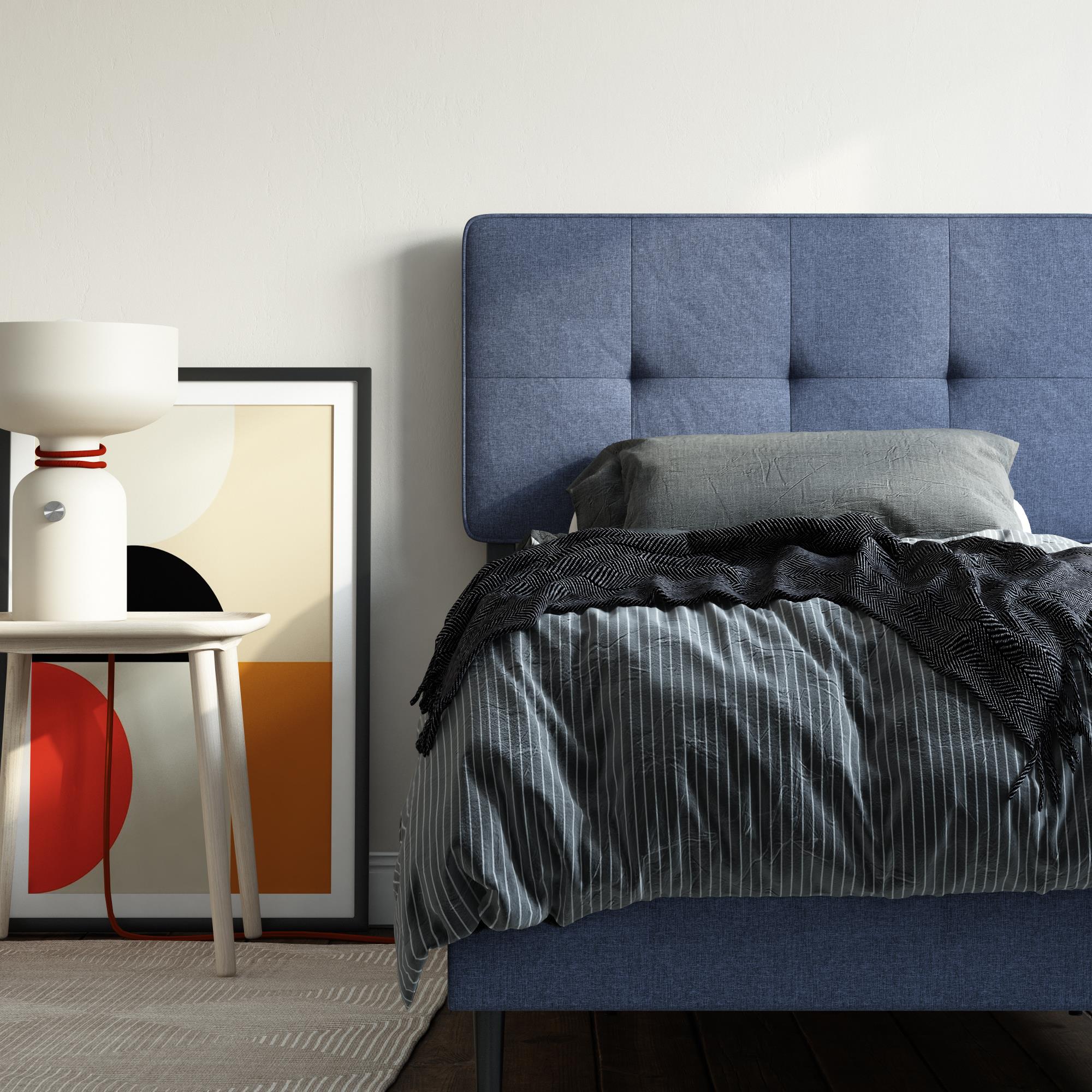 RealRooms Tyler Upholstered Bed - Blue - Twin