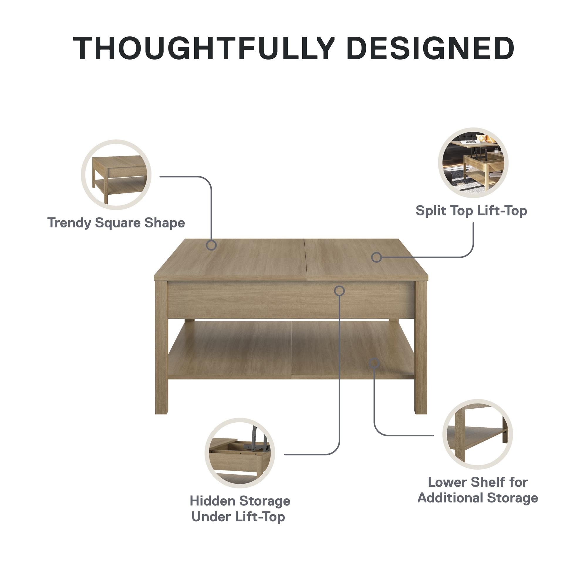 Ameriwood Home Wimberly Lift Top Coffee Table - Natural