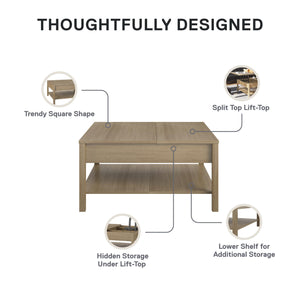 Ameriwood Home Wimberly Lift Top Coffee Table - Natural