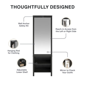 Ameriwood Home Wimberly Wardrobe with Mirror - Black Oak