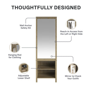 Ameriwood Home Wimberly Wardrobe with Mirror - Natural